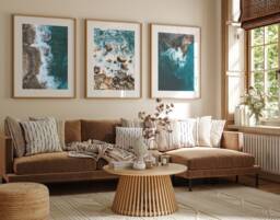 Beach Wall Art, Set Of 3 Prints, Neutral Art Pastel Print Coastal Wave Home Decor, Home Gift Ocean Picture - thumbnail 1