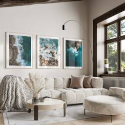 Beach Wall Art, Set Of 3 Prints, Neutral Art Pastel Print Coastal Wave Home Decor, Home Gift Ocean Picture - thumbnail 2