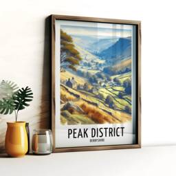 Peak District Travel Print - Watercolour Poster Design - Wall Artwork Derbyshire UK Gifts Home Decor Art Gift Painting Picture - thumbnail 1