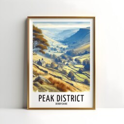 Peak District Travel Print - Watercolour Poster Design - Wall Artwork Derbyshire UK Gifts Home Decor Art Gift Painting Picture - thumbnail 3