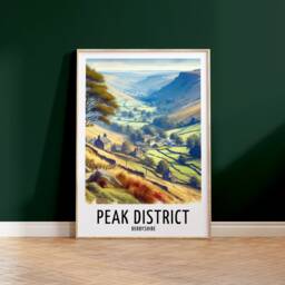 Peak District Travel Print - Watercolour Poster Design - Wall Artwork Derbyshire UK Gifts Home Decor Art Gift Painting Picture - thumbnail 2