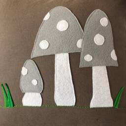 Felt Mushroom Pillow Cover Toadstool Applique Cushion, Farmhouse Decor - thumbnail 3