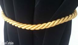 "1 Large Elegant Handmade Gold Window Treatment Decor Curtain Tie Drapery Pull Back Cord/Rope 36"" Long/ 1/2"