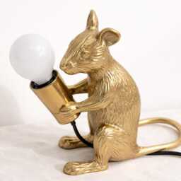 Table Lamp - Luxury Gold Mouse With Decorative Exposed Bulb Design - Creative Accent Lighting For Bedroom & Living Room Decor - thumbnail 3