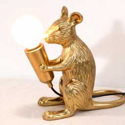 Table Lamp - Luxury Gold Mouse With Decorative Exposed Bulb Design - Creative Accent Lighting For Bedroom & Living Room Decor - thumbnail 2