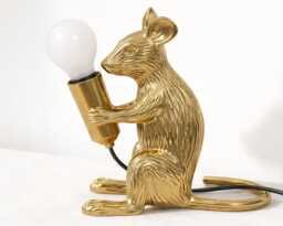 Table Lamp - Luxury Gold Mouse With Decorative Exposed Bulb Design - Creative Accent Lighting For Bedroom & Living Room Decor