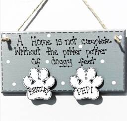 Personalised Pet Sign, Home, Plaque, Paw, Pet Plaque Home, Pet Sign Dog, Cat, Dog Sign, Pet Owner, Lover, Cat Lover, Animal - thumbnail 1