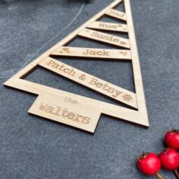 Personalised Family Wooden Christmas Tree Decoration, Name Keepsake Bauble Gift, Festive Decoration - thumbnail 2