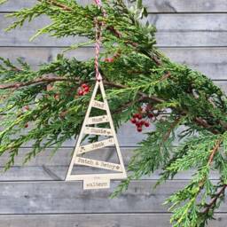 Personalised Family Wooden Christmas Tree Decoration, Name Keepsake Bauble Gift, Festive Decoration - thumbnail 1