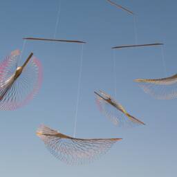 Metal Leaf Mobile With A Dash Of Color, Stainless Steel Fall Decor, Kinetic Delicate & Durable Metal Sculpture - thumbnail 2