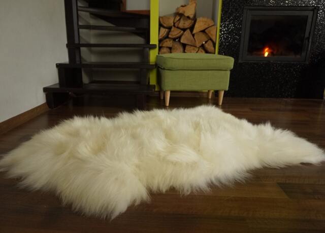 xxl White Sheepskin Rug, Genuine Leather Throw, Comfy Cozy Decor - 50x30 - image 1