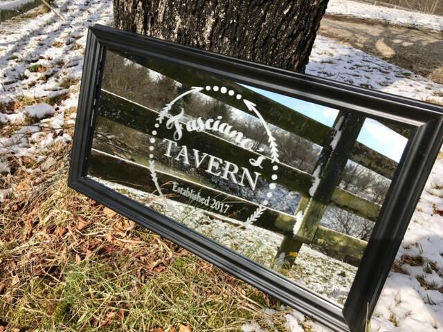 Custom Personalized Arrow Tavern Mirror, Large Bar Engraved Black Mirror, 12x24 - image 1