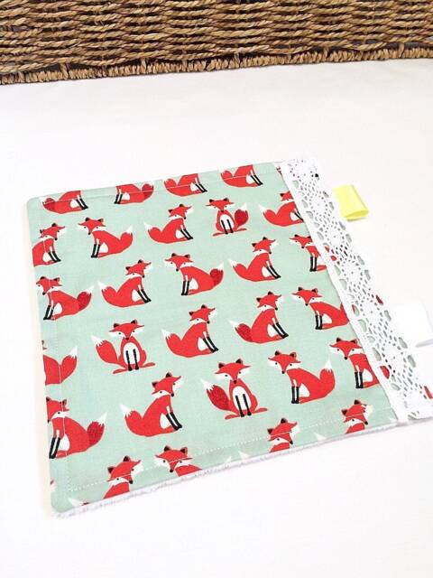 Baby Comforter Blankie, Snuggly Soft Lovey With Lace & Cute Foxes Print Suitable For Newborns, Small Square Security Blanket, Plush Cloth - image 1