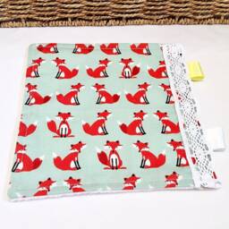 Baby Comforter Blankie, Snuggly Soft Lovey With Lace & Cute Foxes Print Suitable For Newborns, Small Square Security Blanket, Plush Cloth - thumbnail 2