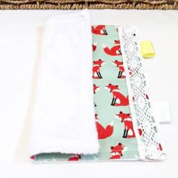 Baby Comforter Blankie, Snuggly Soft Lovey With Lace & Cute Foxes Print Suitable For Newborns, Small Square Security Blanket, Plush Cloth - thumbnail 3