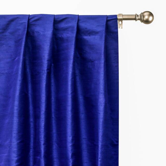 Royal Blue 100% Pure Silk Dupioni Curtain Panels - Rod Pocket, Grommet, Box Pleat, Three Pinch Tab Top & Plain Ring Top - image 1