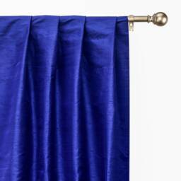 Royal Blue 100% Pure Silk Dupioni Curtain Panels - Rod Pocket, Grommet, Box Pleat, Three Pinch Tab Top & Plain Ring Top - thumbnail 1