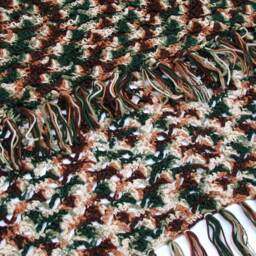 Rustic Crochet Afghan, Woodland Fall Fringe Blanket, Cabin Decor - thumbnail 4