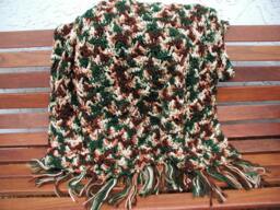 Rustic Crochet Afghan, Woodland Fall Fringe Blanket, Cabin Decor - thumbnail 1