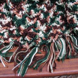 Rustic Crochet Afghan, Woodland Fall Fringe Blanket, Cabin Decor - thumbnail 3