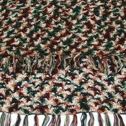 Rustic Crochet Afghan, Woodland Fall Fringe Blanket, Cabin Decor - thumbnail 2