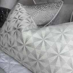 Luxury Geometric Cushion Cover, Designer Fabric Pillow Sham, Silver Grey Throw Case, Modern Sofa Decor, High End Home Accent Braxton Mist - thumbnail 4