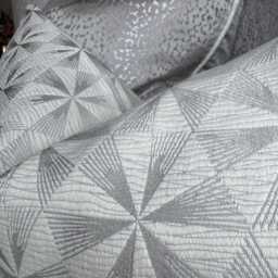 Luxury Geometric Cushion Cover, Designer Fabric Pillow Sham, Silver Grey Throw Case, Modern Sofa Decor, High End Home Accent Braxton Mist - thumbnail 3