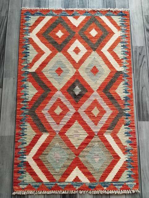 Classic Kilim Rug, Handmade Artisan Afghan Turkish Persian Qashqai Navajo Bohemian Natural Wool Flatweave Multicolour Rug 122x77 cm - image 1