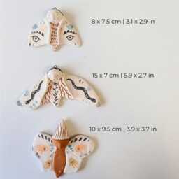 Handmade Ceramic Human Moth Wall Art Whimsical Terracotta Sculpture Set - thumbnail 4