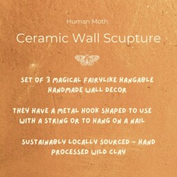 Handmade Ceramic Human Moth Wall Art Whimsical Terracotta Sculpture Set - thumbnail 2