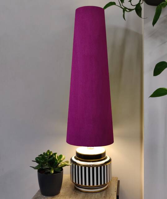 70cm Tall Plum Purple Velvet Slim Cone Lampshade - image 1
