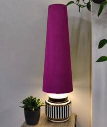 70cm Tall Plum Purple Velvet Slim Cone Lampshade - thumbnail 1