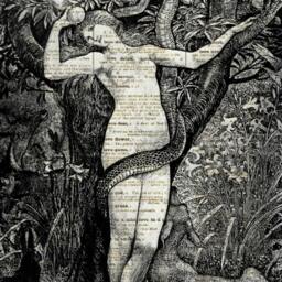 Eve in The Garden Of Eden Print On An Upcycled 125+ Year Old Antique Dictionary Page, Dark Academia Aesthetic, Victorian Gothic, Art Nouveau - thumbnail 3