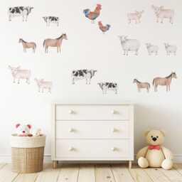 Farm Animal Wall Decals Nursery Stickers Farmyard Animals Peel & Stick Cow Pig Horse Sheep Decor - thumbnail 3
