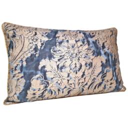Throw Pillow Cushion Cover Fortuny Fabric Midnight Blue & Silvery Gold Dandolo Pattern - Made in Italy - thumbnail 3