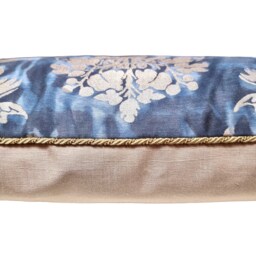 Throw Pillow Cushion Cover Fortuny Fabric Midnight Blue & Silvery Gold Dandolo Pattern - Made in Italy - thumbnail 2