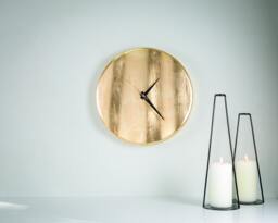 Wall Clock Golden Wave. Hand Gilded By Thin Yellow Metal Leaves. Not Gold