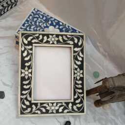 Handcrafted Bone Inlay Picture Frame Floral Home Decor - thumbnail 4
