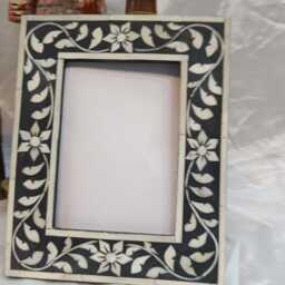 Handcrafted Bone Inlay Picture Frame Floral Home Decor - thumbnail 3