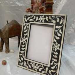 Handcrafted Bone Inlay Picture Frame Floral Home Decor - thumbnail 2