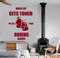 Wall Vinyl Decal Sport Boxing Quote Box Club Work Out Routine Bodybuilding Gym Modern Home Decor - #1217Dz - thumbnail 1