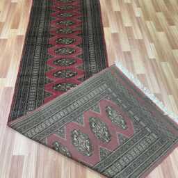 2.6x10 Pink Color Bokhara Rug - Runner Hallway Luxury Long Fine Quality Green Afghan - thumbnail 4