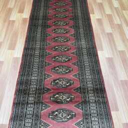 2.6x10 Pink Color Bokhara Rug - Runner Hallway Luxury Long Fine Quality Green Afghan - thumbnail 3
