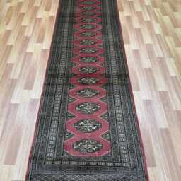 2.6x10 Pink Color Bokhara Rug - Runner Hallway Luxury Long Fine Quality Green Afghan - thumbnail 2