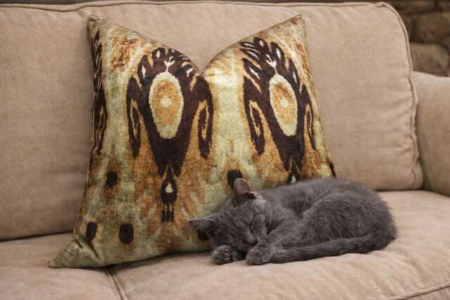 Silk Ikat Pillow Cover 24x24 - Handwoven Accent Cushion Gift For Wife - image 1