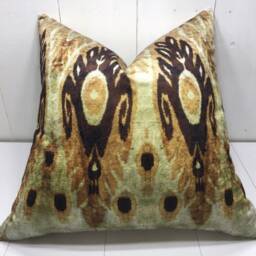 Silk Ikat Pillow Cover 24x24 - Handwoven Accent Cushion Gift For Wife - thumbnail 2