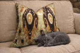 Silk Ikat Pillow Cover 24x24 - Handwoven Accent Cushion Gift For Wife - thumbnail 1