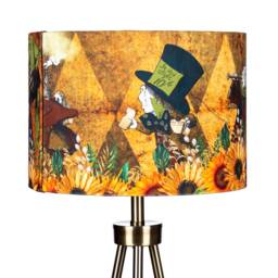 Lampshade Alice in Wonderland Autumn Orange Brown Velvet - Drum Lamp Shade 20cm 25cm 30cm 35cm 40cm 45cm Table Lamp Shade, Ceiling, Pendant - thumbnail 2