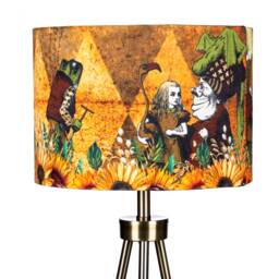 Lampshade Alice in Wonderland Autumn Orange Brown Velvet - Drum Lamp Shade 20cm 25cm 30cm 35cm 40cm 45cm Table Lamp Shade, Ceiling, Pendant - thumbnail 3