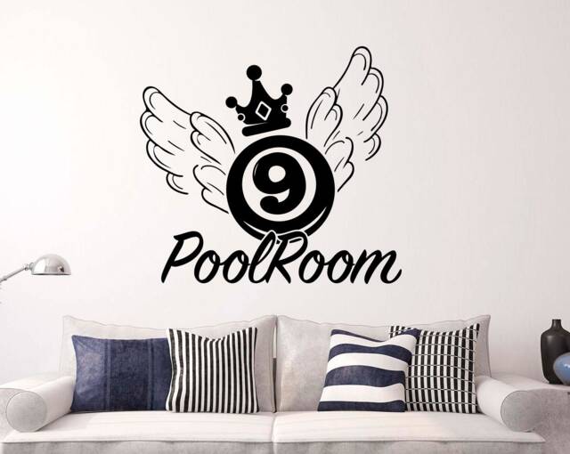 Poolroom Wall Decal Billiard Ball Vinyl Sticker Sport Logo Office Art Decor - 85Nr - image 1